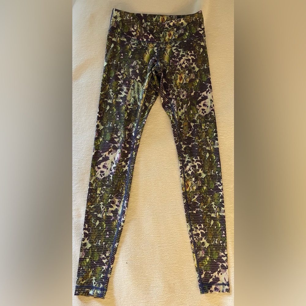 lululemon athletica Green and Purple Leggings with Artistic Design